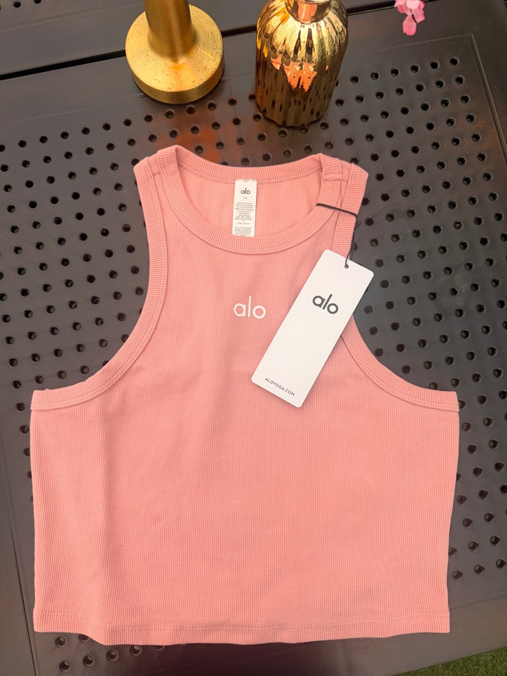 ALO Yoga Dusty Pink Ribbed Cropped Tank